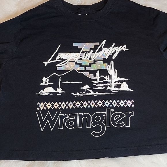Wrangler Tops - Wrangler- Long Live Cowboys LS Crop